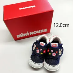 【正規品】ミキハウス　フラワーうさこ♪ファーストデニムベビーシューズ　11-9302-389　12.0cm　新品(難あり)