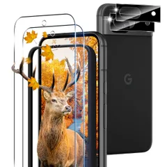 【在庫セール】【2+2枚セット 指紋認証対応】 ガイド枠付き 用 Google Pixel 8A ガラスフィルム 2枚 ピクセル8A フィルム + 2枚 カメラ保護フィルムセッ 【 日本旭硝子製 9H強度 】 対応 Pixel 8A 強化ガラス 全面 保護フィ