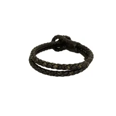 BOTTEGA VENETA(ボッテガヴェネタ) ブレスレット - レザー ダークブラウン×シルバーのサムネイル