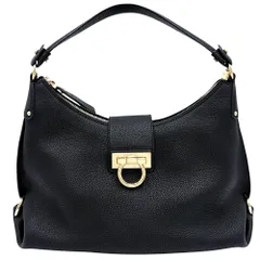 【在庫一掃】 サルヴァトーレフェラガモ ハンドバッグ レディース ガンチーニ ワンハンドバッグ 肩掛け Salvatore Ferragamo レザー ブラック 黒 ゴールド金具【中古品】