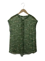 スローブ イエナ SLOBE IENA  ボタンシャツ ノースリーブ ブラウス シースルー 花柄 グリーン 緑 プリント トップス