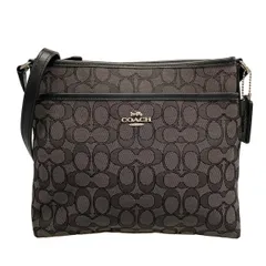 COACH(コーチ) ショルダーバッグ アウトライン シグネチャー キャンバス ジップ ファイル クロスボディー バッグ F29960 グレー×黒 レザー