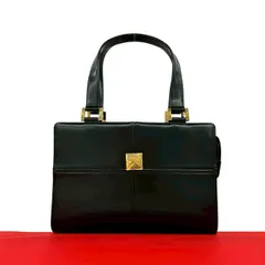 極 美品 YVES SAINT LAURENT イヴサンローラン ヴィンテージ YSL ロゴ 金具 レザー 本革 ハンドバッグ ミニ トートバッグ ブラック 57769