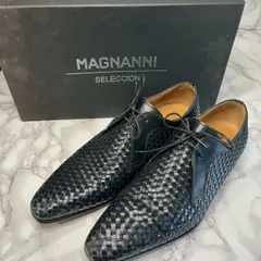 【良品】MAGNANNI マグナーニ 編み込みレザーシューズ ブラック ドレスシューズ 40のサムネイル