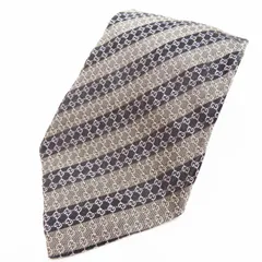 M03-k029 GUCCI グッチ GG柄/ストライプ シルク ネクタイ グレー/ブラック