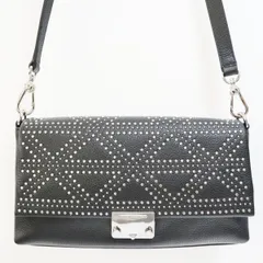 美品 EMPORIO ARMANI エンポリオアルマーニ スタッズ スラップ レザー ショルダーバッグ ブラック K11-k080