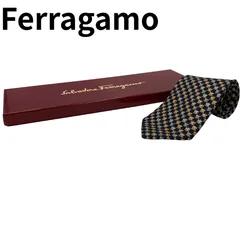 Ferragamo サルヴァトーレフェラガモ ネクタイ クマ柄 ダークネイビー 高級シルク