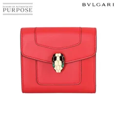 未使用 展示品 ブルガリ BVLGARI セルペンティ フォーエバー 三つ折り 財布 レザー レッド Compact Wallet 90318918