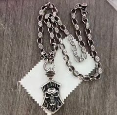 スカル シールド ネックレス S925刻印 175g バイカー モノトーン①