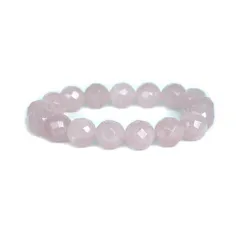 ローズクォーツ（ミルキーカラー）【カット】10ｍｍ 数珠 天然石 ブレスレット パワーストーン ブレス お守り 選べるサイズ
