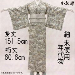 新古品！単衣＊紬＊ぶどう柄＊粋＊居敷当て＆肩当て付き＊着物