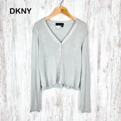 DKNY Essentials ダナキャランニューヨークエッセンシャルズ ラメ Vネック リブ 長袖 カーディガン シルバー レディース トップスのサムネイル