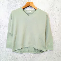 UNITED ARROWS green label relaxing ユナイテッドアローズグリーンレーベルリラクシング セーター Vネック ドルマンスリーブ 起毛 スムース素材 プルオーバー ミントグリーン ◇〇☆