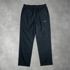 NIKE ナイキ ナイロンパンツ 日本製 MADE IN JAPAN 黒 ブラック XL トラックパンツ ジャージ スウォッシュ 刺繍ロゴ 90s Y2K ストリート メンズ 古着 64-1-19