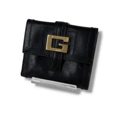 グッチ　GUCCI Gロゴ金具　コンパクトウォレット　二つ折り財布　ブラック　黒　レザー
