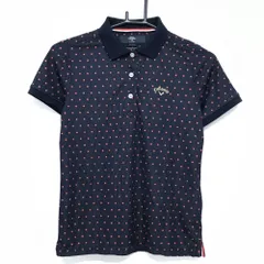 【美品】キャロウェイ 半袖ポロシャツ ネイビー×レッド ドット ロゴ レディース M ゴルフウェア Callaway