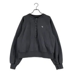 Abercrombie&Fitch / アバクロンビーアンドフィッチ | soft a&f collection / ロゴ ヘンリーネック スウェット トレーナー | M | チャコールグレー | レディース