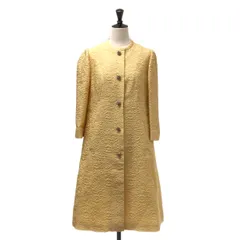 【美品】  DOLCE＆GABBANA / ドルチェ＆ガッバーナドルガバ | フラワー エンブロイダリー 装飾ボタン ノーカラー コート / シルク総裏地 | 40 | イエロー系 | レディース