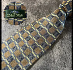 VALENTINO ライトブルー ベージュ シルク ネクタイ[MSE918]
