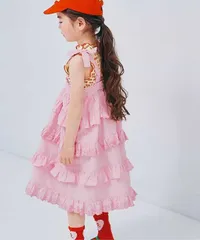 スカートにもなる２WAYティアードフリルワンピース リンク　p.premier P317026　ラベンダー