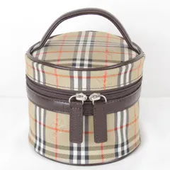 美品『USED』 バーバリー ノバチェック シャドーホース バニティ ポーチ キャンバス ベージュ