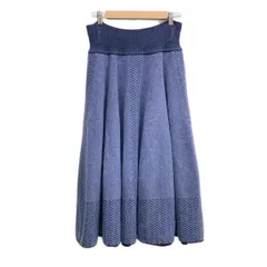 iliann loeb(イリアンローブ) ロングスカート レディース美品  - ブルーグレー×ダークネイビー ニットのサムネイル