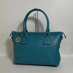 2604-31｜美品｜グッチ ハンドバッグ レザー ブルー インターロッキングG