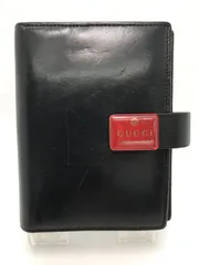 GUCCI　グッチ　手帳カバー　６穴式　レザー　ブラック系　681