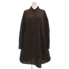 ユニクロ UNIQLO 美品 長袖 シャツ ワンピース ロング丈 L 茶色 ブラウン /MG