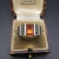 希少✨ MARS 925 シグネット リング 指輪 18号 オレンジ ストーン 希少✨ MARS 925 シグネット リング 指輪 18号 オレンジ ストーン