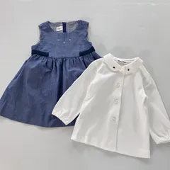 familiar ファミリア ジャンパースカート　ブラウス　2点まとめ売り　美品　刺繍　春夏　セット売り　80㎝　RF00032