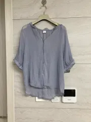 スカイブルー シアー シャツ ブラウス