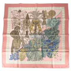 エルメス スカーフ レディース カレ90 Les Legendes de L'Arbre  木の伝説 ファッションアイテム Carres HERMES シルク    ピンク 美品【中古品】
