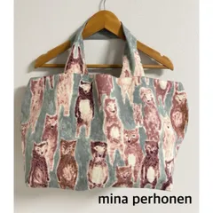 ★mina perhonen　ミナペルホネン　パニーニバッグ　ys9904 alive   日本製　グレー×ピンク   トート　お出掛け　送料込み   6466336