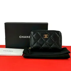 未使用保管品 箱 袋付 シール有 ランダム番台 CHANEL シャネル マトラッセ ココマーク ラムスキン レザー コインケース ブラック 74840