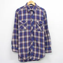 XL/古着 Wear Guard 長袖 フランネル シャツ メンズ 90年代 90s 大きいサイズ ロング丈 コットン 青他 チェック 26apr01