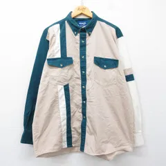 XL/古着 ラングラー 長袖 ウエスタン シャツ メンズ 大きいサイズ コットン ボタンダウン ベージュ他 26apr01のサムネイル