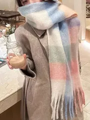 アクセサリー レディース スカーフ 1枚 プラスサイズ チェック柄スカーフ、柔らかく暖かい冬用レディーススカーフ、秋冬のドレスに