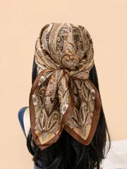 アクセサリー レディース スカーフ 1枚 シルク調プリントバンダナスカーフ 多目的ヘアアクセサリー レディースストール