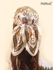 アクセサリー レディース スカーフ 1枚 シルク調プリント レディースバンダナ、プリントスカーフ、多用途ヘアバンド/ネックスカーフ、ドレスに合わせた日常使いのファッションアクセサリー