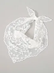 アクセサリー レディース スカーフ 1枚 レース フローラル エッジ ネックスカーフ トライアングルスカーフ ドレス用