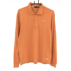 【美品】シェルボ 長袖ポロシャツ オレンジ SUNBLOCK ナイロン混  メンズ USA-L ゴルフウェア CHERVO