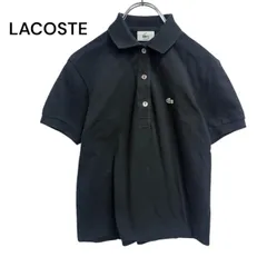 ●棚番号B-2 LACOSTE ラコステ　ポロシャツ　半袖　刺繍ロゴ　シェルボタン　ブラック　38 ワニ　ブラック　黒　 鹿の子 半袖ポロシャツ
