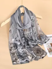 アクセサリー レディース スカーフ 1枚 花柄シフォンスカーフ 優雅な女性用スカーフアクセサリー レディースバレンタインデー