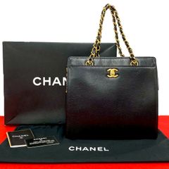 극 미품 상자 봉투 포함 카드 씰 있음 5 번대 CHANEL 샤넬 코코 마크 캐비어 스킨 핸드백 토트 백 블랙 5515a