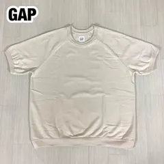 【良好】GAP ギャップ 無地 半袖 ショートスリーブ スウェット トレーナー XL アイボリー ラグランスリーブ 着丈73.5cm ゆき丈51〜51.5cm 身幅(脇下)66cm【古着】