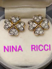 【箱付き・美品】NINA RICCI ニナリッチ イヤリング クローバー ハート ストーン
