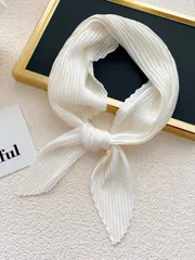 アクセサリー レディース スカーフ 1個 レディース 無地プリーツ フェイクシルクスカーフ、ヘッドバンド、ヘアタイ、ネッククロス、デイリーユースのマルチファンクション カジュアルバンダナ、ヘアバンド、ヘッドバンド、