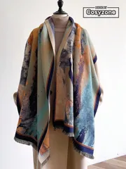 アクセサリー レディース スカーフ 1個 女性用 ヴィンテージ 油絵 フローラル ジャカード ニットショール、秋冬に使える 温かく 多用途なストール、ドレスの日常使いに適しています