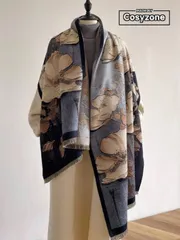 アクセサリー レディース スカーフ 1個 女性用 ヴィンテージ 油絵 フローラル ジャカード ニットショール、秋冬に使える 温かく 多用途なストール、ドレスの日常使いに適しています